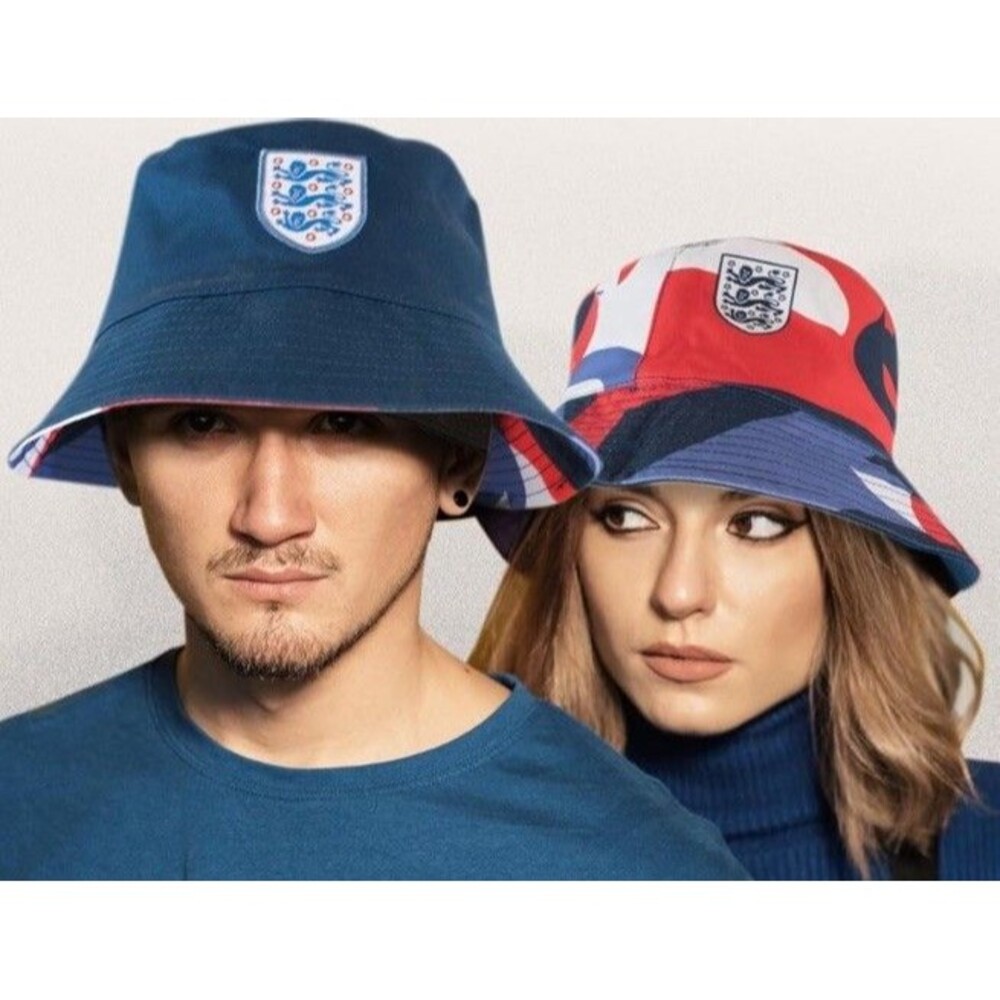 Hy-Pro England FA Reversible Bucket Hat Three Lions Crest Blue Red White